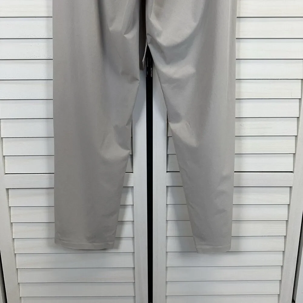 Athleta Skyline II Pants‎ Abalone Gray Taupe Pleated Tie Waist Taper Size 6
